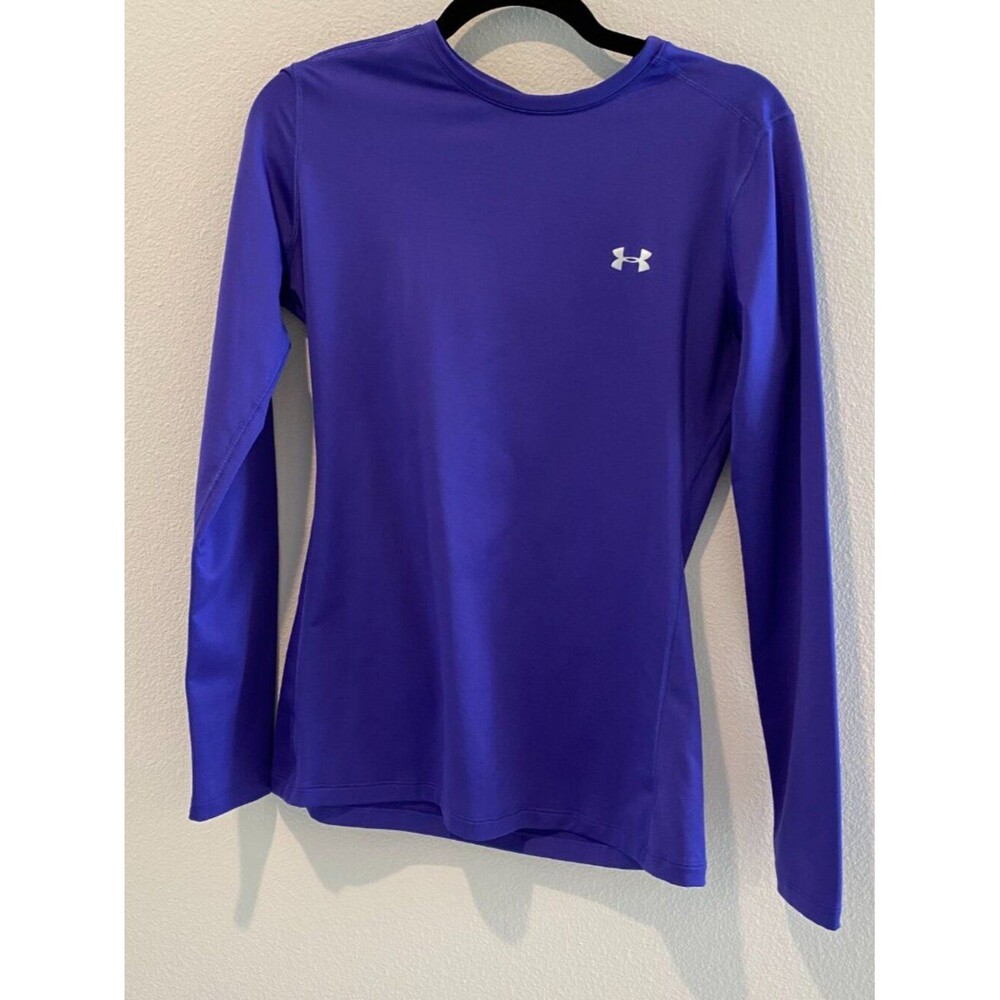 Under Armour Women ColdGear Crew Neck Long Sleeve Top Purple Large Fitted